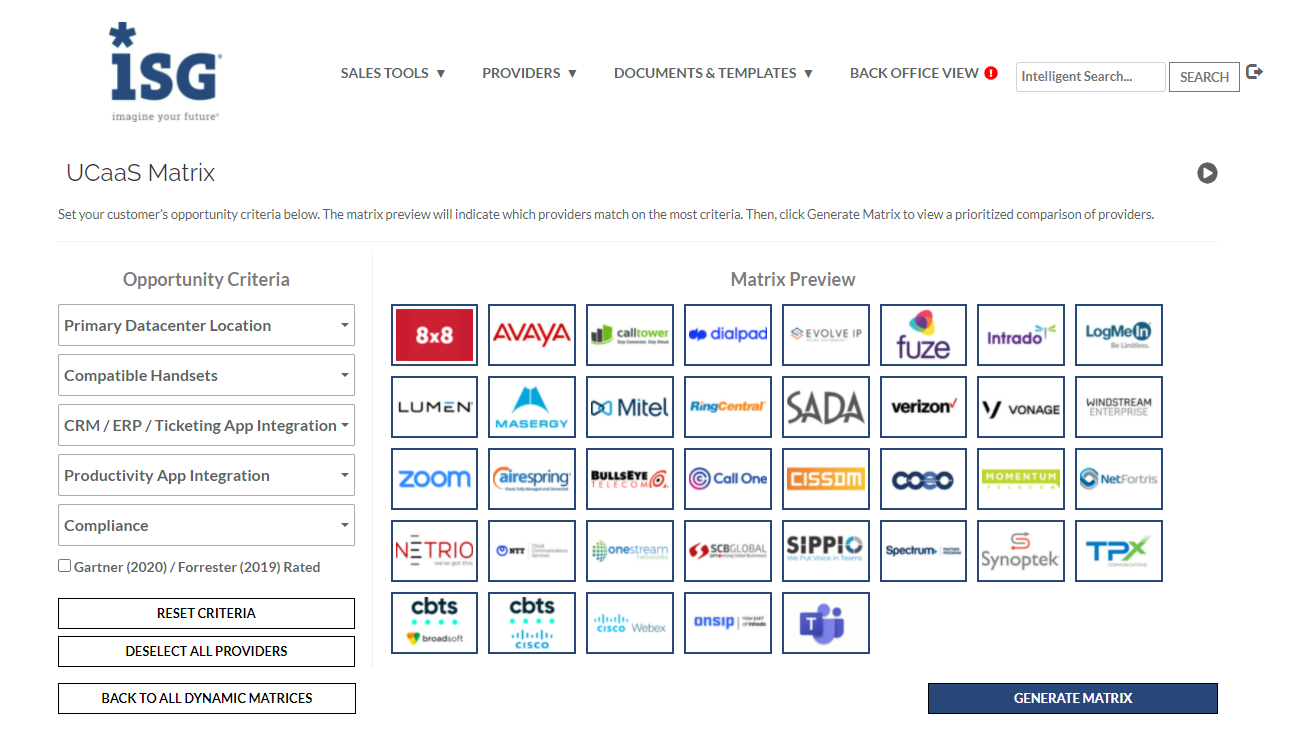 UCaaS Matrix Screen Capture